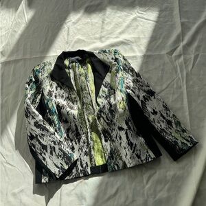 Lafayette 148 New York Black and Green Patterned Jacket